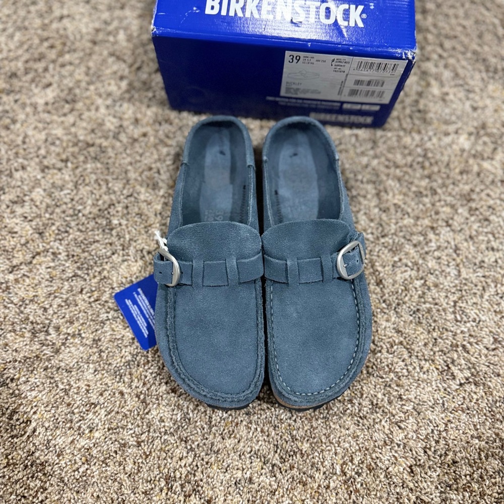 Birkenstock New w Box Buckley Navy Suede Leather Narrow Width EU 39 (US L8, M6) - Picture 2 of 6